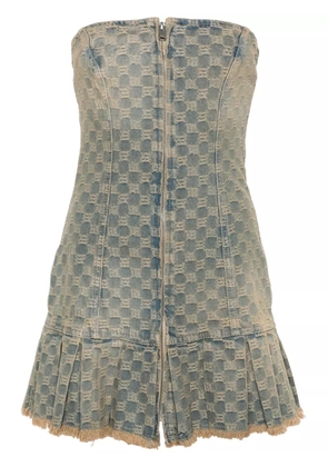 MISBHV monogram-jacquard denim mini dress - Blue