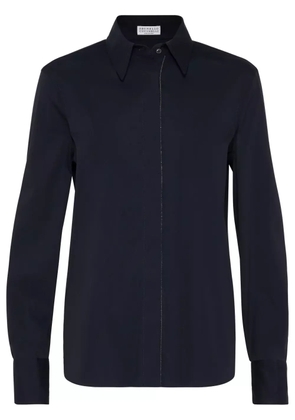 Brunello Cucinelli Monili-chain poplin shirt - Blue