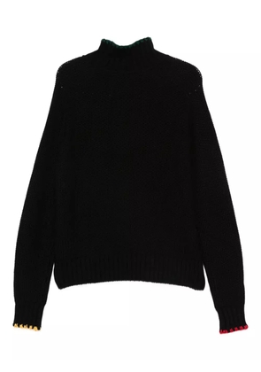YMC waffle high-neck sweater - Black