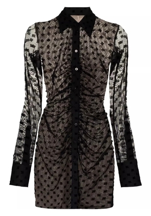 MISBHV monogram ruched mini shirt dress - Black