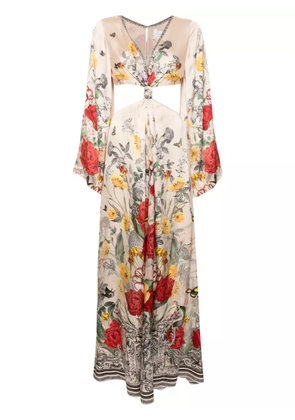 Camilla printed flared sleeve dress - Neutrals