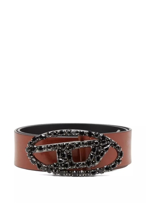 Diesel crystal-embellished buckle belt - Brown
