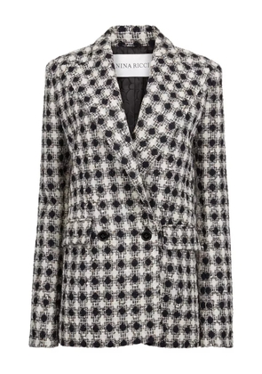 Nina Ricci tweed check double-breasted jacket - Black
