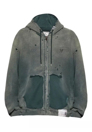 Maison MIHARA YASUHIRO faded-effect zip-up hoodie - Green