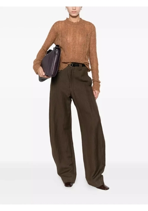 Alanui cable-knit frayed sweater - Brown