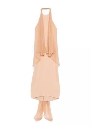 Alberta Ferretti halterneck overlay dress - Neutrals