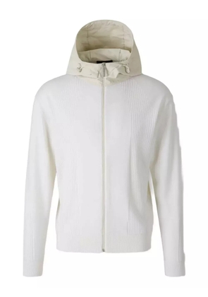 Laminar ribbed hooded knit sweater - White