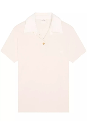 Courrèges contrasting cotton blend polo shirt - White