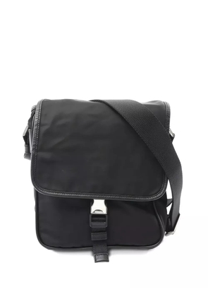 Prada Pre-Owned leather-trim shoulder bag - Black