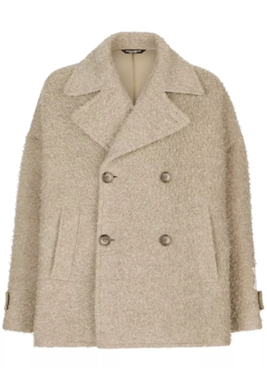 Dolce & Gabbana double-breasted brushed peacoat - Neutrals