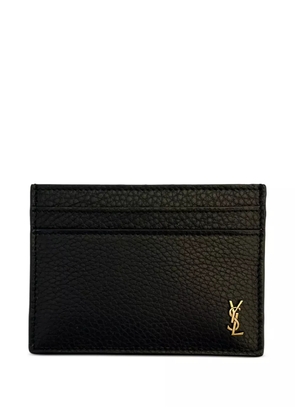 Saint Laurent logo-plaque leather card holder - Black