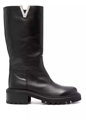 Via Roma 15 70mm Vlogo leather boots - Black