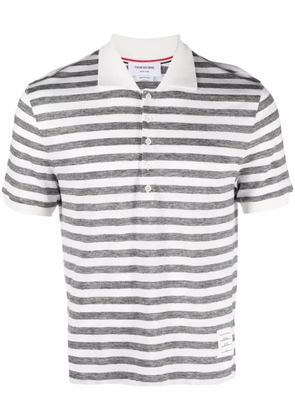 Thom Browne striped linen polo shirt - Grey