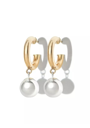 Loren Stewart 10kt yellow gold pearl hoop earrings