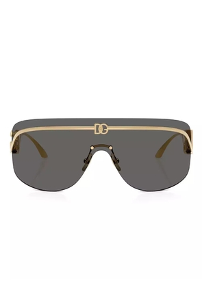 Dolce & Gabbana Eyewear logo-plaque shield sunglasses - Gold