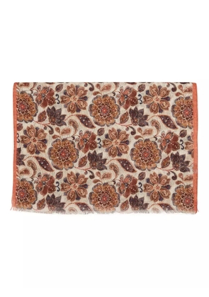 ROSI floral frayed scarf - Brown