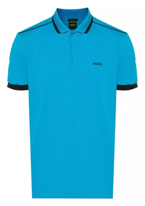 BOSS logo-print piqué polo shirt - Blue
