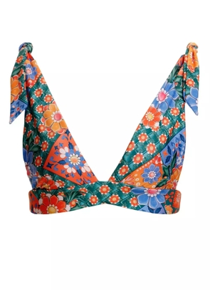 Agua Bendita Laurie floral-print bikini top - Green