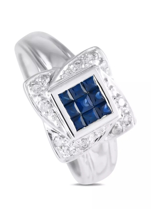 LB Exclusive 14K white gold diamond and sapphire ring - Silver