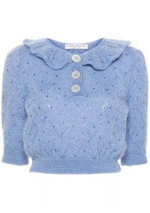 Alessandra Rich crystal-embellished crop top - Blue