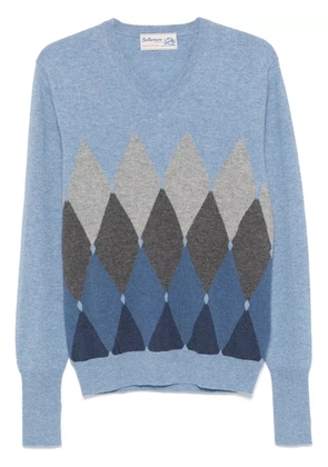 Ballantyne diamond-pattern V-neck sweater - Blue