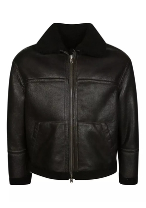 Salvatore Santoro faux fur-collar leather jacket - Brown