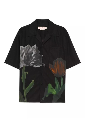 Marni floral-print short-sleeve shirt - Black