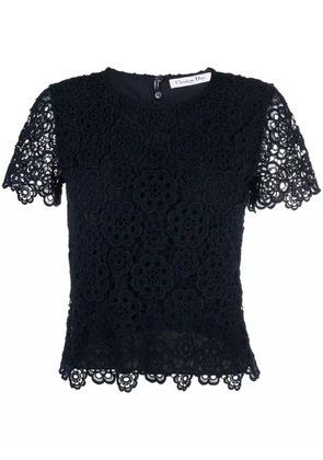 Christian Dior Pre-Owned 2010 lace round-neck top - Blue