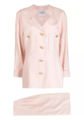 CHANEL Pre-Owned 1990-2000 single-breasted silk skirt suit - Pink