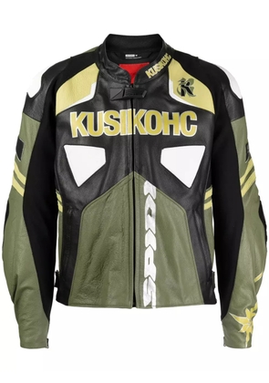 KUSIKOHC Spidi logo-print leather jacket - Black