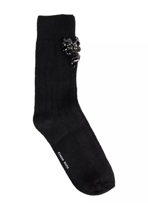 Simone Rocha crystal-rose ankle sock - Grey