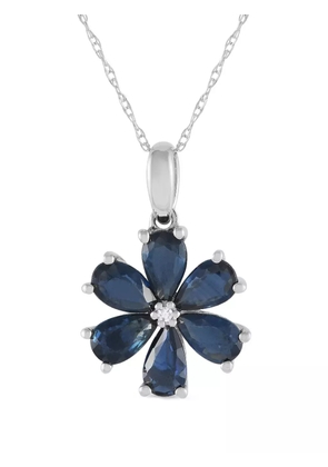 LB Exclusive 14K white gold Flower diamond and sapphire necklace - Silver