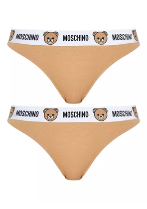 Moschino logo-waistband briefs (pack of two) - Neutrals