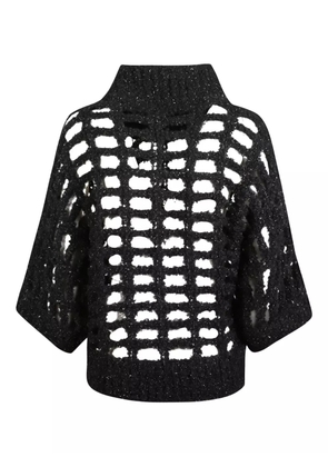 Peserico openwork high-neck sweater - Black