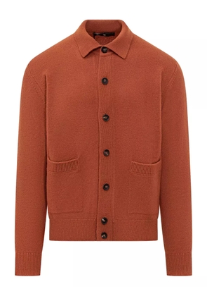 Filippo De Laurentiis buttoned patch-pocket cardigan - Orange
