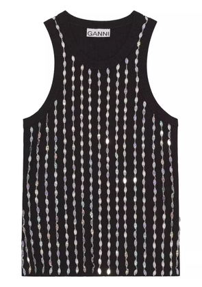 GANNI beaded sleeveless tank top - Black
