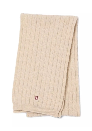 SANDRO cable-knit embroidered scarf - Neutrals