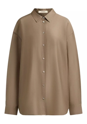 12 STOREEZ mother-of-pearl button-fastening shirt - Brown