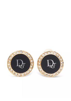 Christian Dior Pre-Owned 2000s CD rhinestone earrings - Black