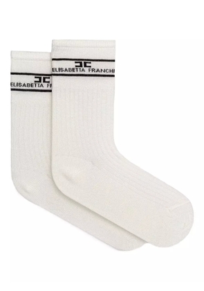 Elisabetta Franchi logo-detail cotton-blend socks - White