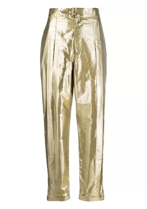 Lukhanyo Mdingi metallic-effect silk trousers - Yellow