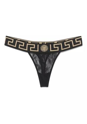 Versace Greca laced thong - Black