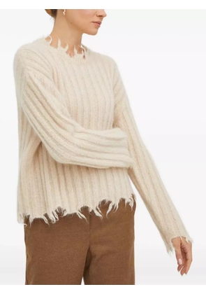 HERSKIND ribbed-frayed sweater - Neutrals