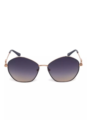 GUESS EYEWEAR logo-lettering geometric-frame sunglasses - Gold