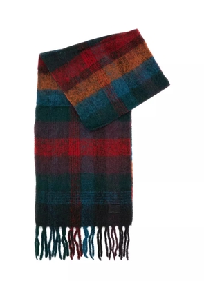 Paul Smith fringed check scarf - Red