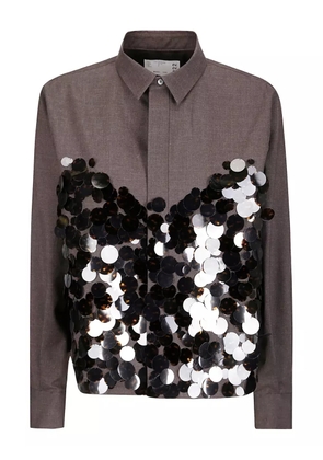 sacai sequin-embroidery shirt - Grey