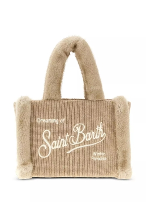 MC2 Saint Barth Colette shearling-trim knitted tote bag - Neutrals