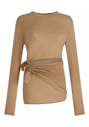 Loulou side-tie cotton-cashmere blend top - Neutrals