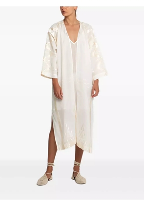 GREEK ARCHAIC KORI embroidered coat - Neutrals