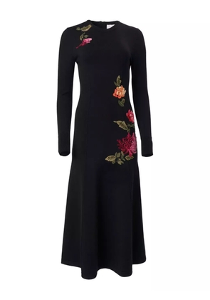 Carolina Herrera chrysanthemum-embroidered knit midi dress - Black